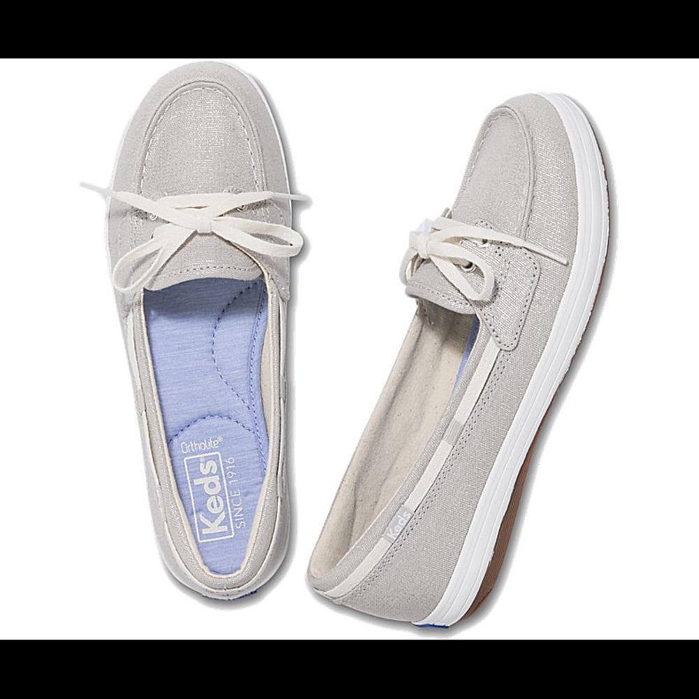 Glimmer Metallic Linen Boat Shoe